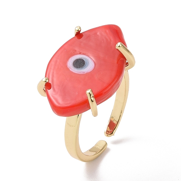 Lampwork Oval With Evil Eye Open Cuff Ring