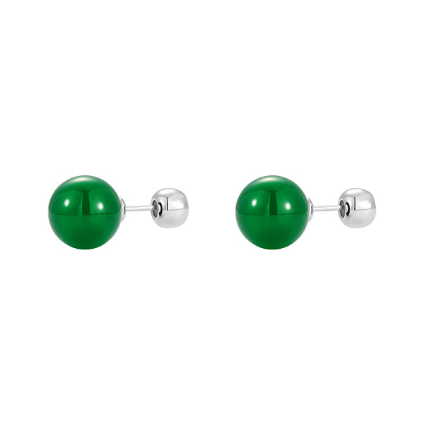 

PandaHall Natural Agate Round Ball Stud Earrings with Sterling Silver Pins for Women, 12mm Natural Agate Round