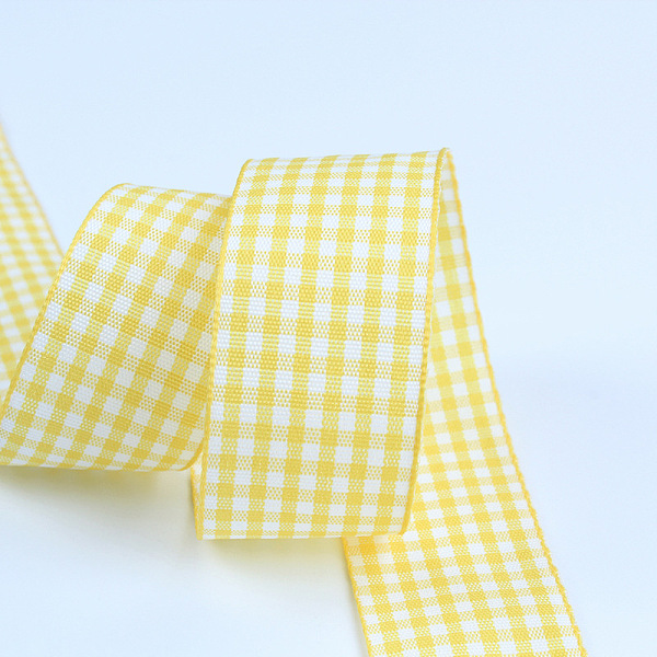 

PandaHall Polyester Ribbon, Tartan Ribbon, for Gift Wrapping, Floral Bows Crafts Decoration, Yellow, 1 inch(25mm) Polyester Yellow