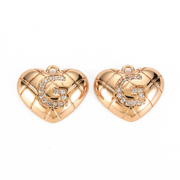 

PandaHall Brass Micro Pave Clear Cubic Zirconia Pendants, Nickel Free, Real 18K Gold Plated, Heart with Word, Letter.G, 12x15x3.5mm, Hole...