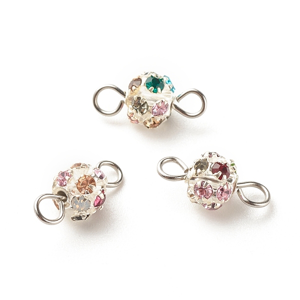 

PandaHall Brass Colorful Rhinestone Connector Charms, with 304 Stainless Steel Loops, Round, Silver, 13.5x6mm, Hole: 2mm Brass+Rhinestone..., Multicolor