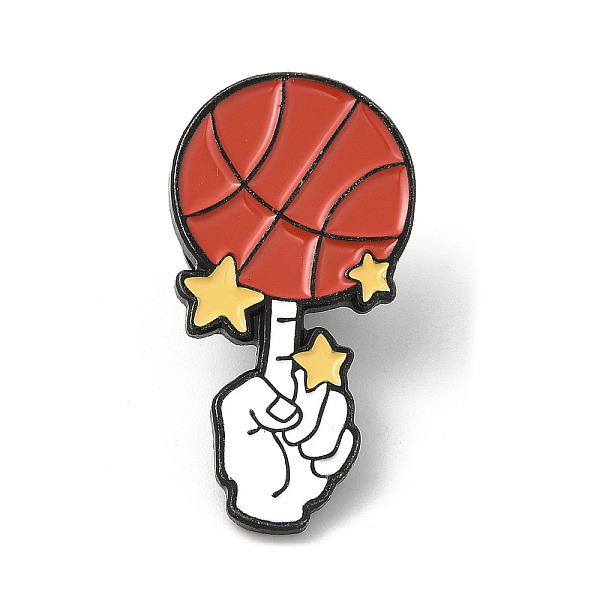 

PandaHall Enamel Pins, Black Alloy Brooch for Basketball Lover, Basketball, 30.5x16x1.7mm Alloy+Enamel Basketball White