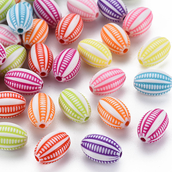 

PandaHall Plastic Beads, Oval, Mixed Color, 14x9mm, Hole: 2mm, about 740pcs/bag Plastic Oval Multicolor