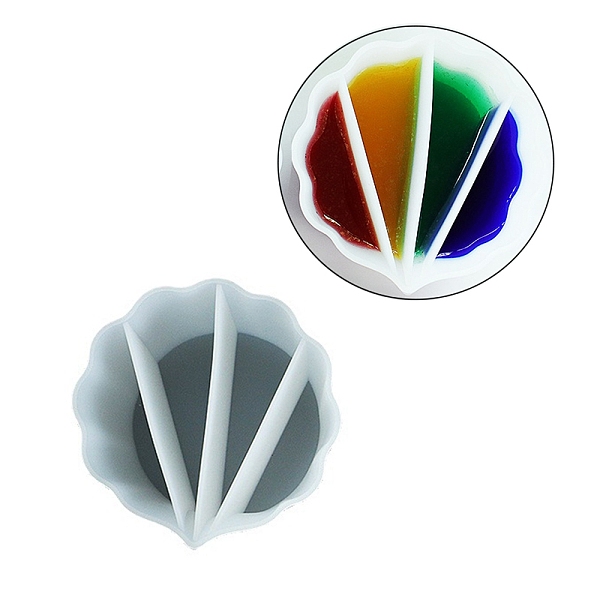 

PandaHall Reusable Split Cup for Paint Pouring, Silicone Cups for Resin Mixing, 4 Dividers, Flower, White, 8.5x8.7x5.5cm, Inner Diameter...