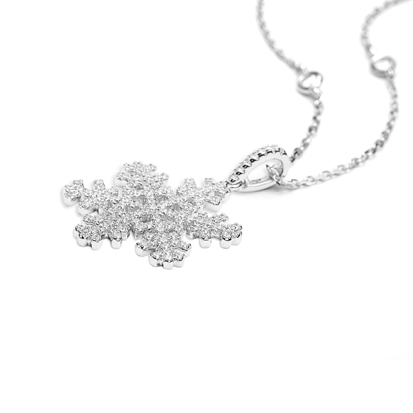 TinySand Christmas 925 Sterling Silber Zirkonia Schneeflocke Anhänger Halskette