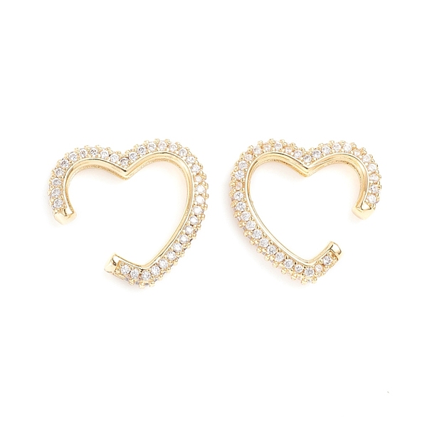 

PandaHall Brass Micro Pave Clear Cubic Zirconia Cuff Earrings, Long-Lasting Plated, Heart, Golden, 18.5x21x3.8mm Cubic Zirconia Clear