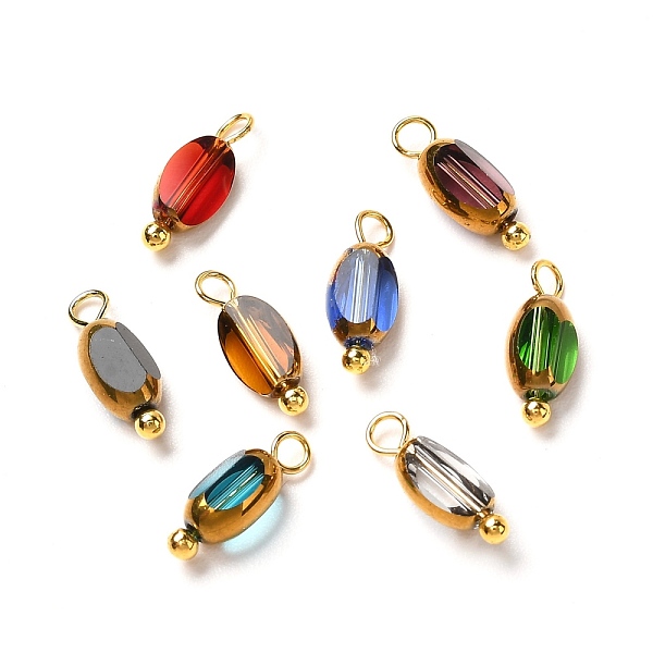 

PandaHall Electroplate Glass Pendants, AB Color Plated, with Brass Findings, Golden, Oval, Mixed Color, 11x4.5x3mm, Hole: 2mm Brass+Glass..., Multicolor