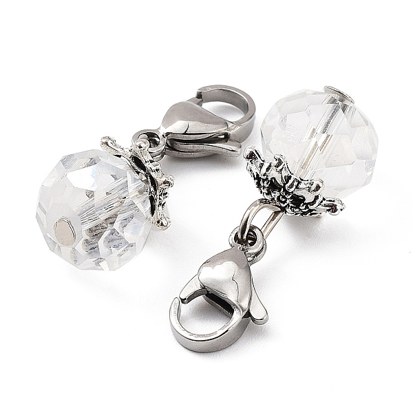 

PandaHall Electroplate Faceted Glass Pendants, with 304 Stainless Steel Lobster Claw Clasps, Round, Clear, 25mm, Pendant: 14.5x9mm Stainless...