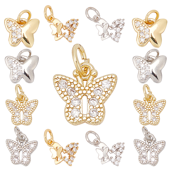 

PandaHall SUNNYCLUE 1 Box 12Pcs 3 Style Butterfly Enamel Charms Butterfly Rhinestone Brass Micro Pave Clear Cubic Zirconia Charms Pendant...