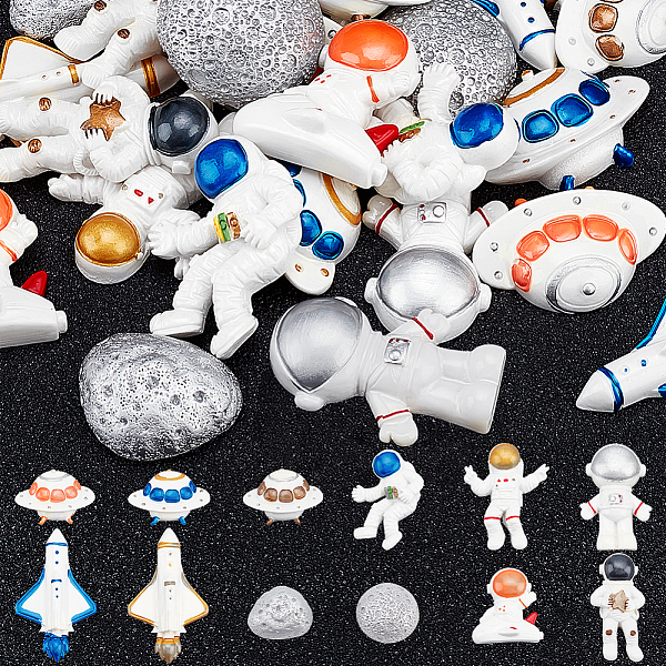

PandaHall Olycraft 24Pcs 12 Styles Space Theme Opaque Resin Cabochons, Spaceship & Spaceman & Space Shuttle & Meteorite & Moon Pattern..., Multicolor