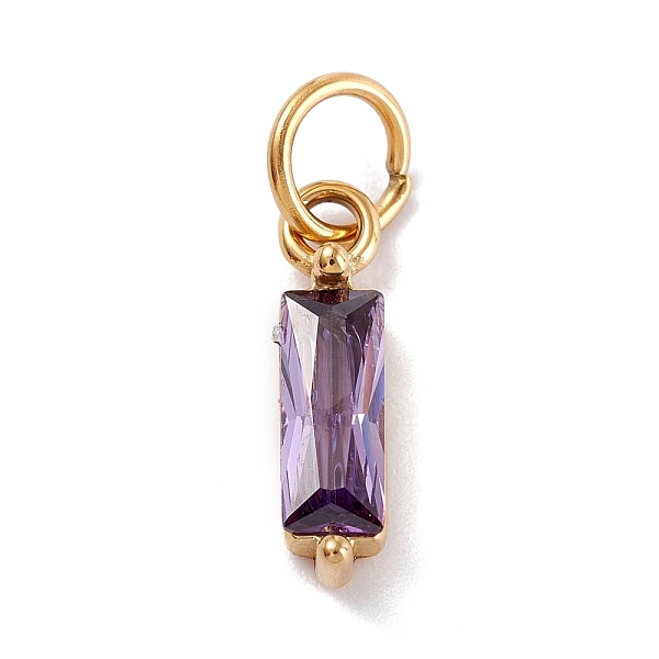 

PandaHall 304 Stainless Steel Cubic Zirconia Pendants, Rectangle, Golden, Medium Purple, 17x4x4mm, Hole: 5mm Stainless Steel+Cubic Zirconia...