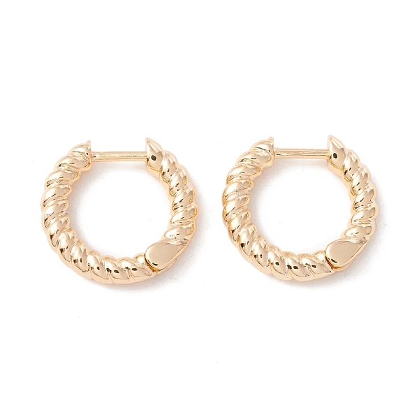

PandaHall Brass Twist Rope Hoop Earrings for Women, Cadmium Free & Lead Free, Real 14K Gold Plated, 16x17x3mm, Pin: 1mm Brass Round