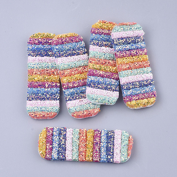 PandaHall Non Woven Fabric Costume Accessories, with Sequins/ Paillettes and Plastic, Rectangle, Colorful, 77~79x28x6mm Cloth Rectangle