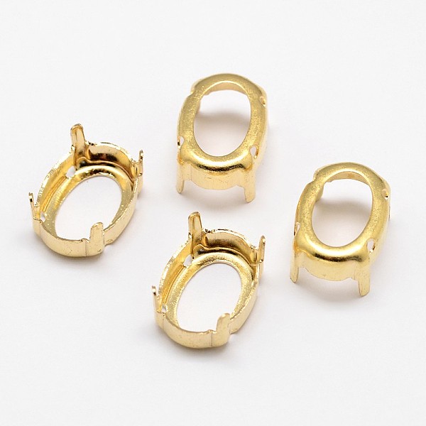 

PandaHall Oval Brass Sew on Prong Settings, Claw Settings for Pointed Back Rhinestone, Open Back Settings, Golden, 18x13x0.4mm, Fit for...