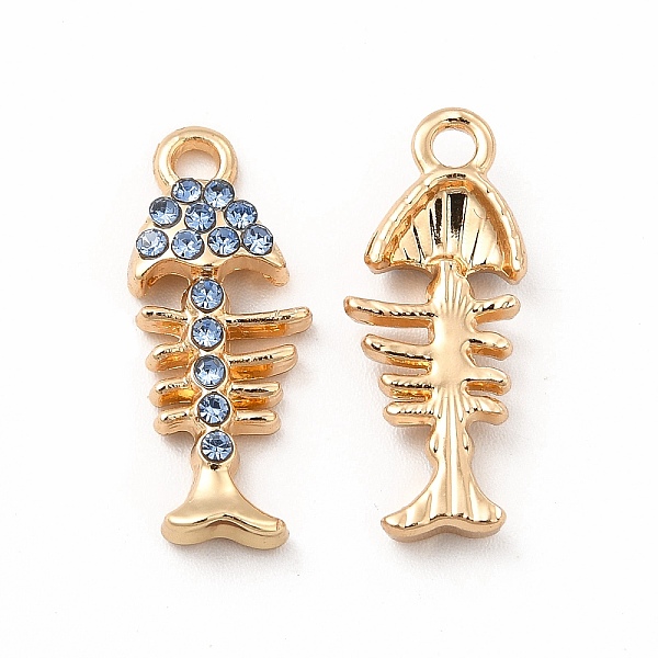 

PandaHall Rack Plating Eco-friendly Alloy Rhinestone Pendants, Fishbone Charm, Golden, Sapphire, 22x8.5x3.5mm, Hole: 2mm Alloy+Rhinestone..., Blue