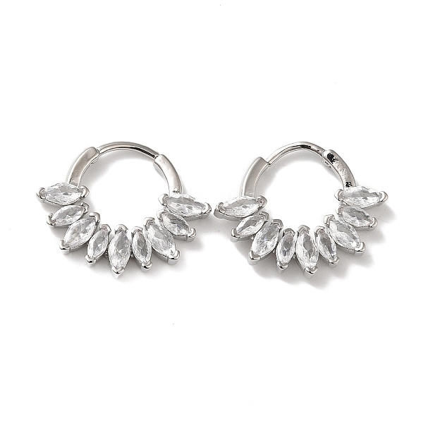 

PandaHall Cubic Zirconia Horse Eye Hoop Earrings, Rack Plating Brass Earrings for Women, Lead Free & Cadmium Free, Platinum, 17x20x3mm Cubic...