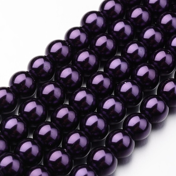 

PandaHall Eco-Friendly Dyed Glass Pearl Round Bead Strands, Cotton Cord Threaded, Indigo, 8mm, Hole: 1.2~1.5mm, about 52pcs/strand, 15 inch..., Purple