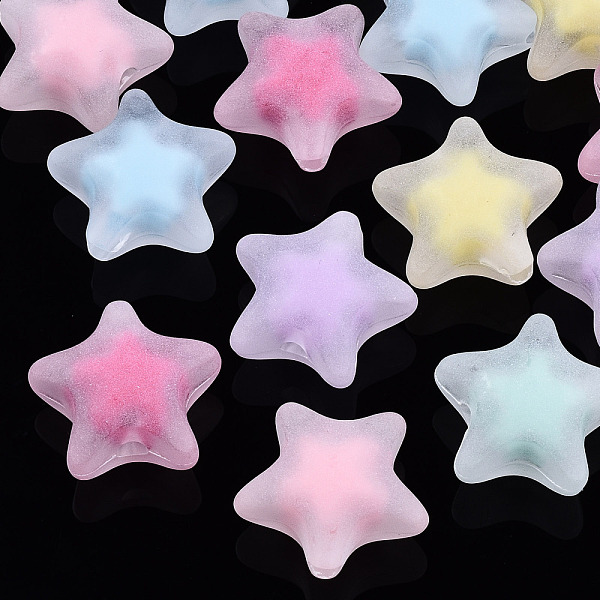 

PandaHall Transparent Acrylic Beads, Frosted, Bead in Bead, Star, Mixed Color, 19x20x11.5mm, Hole: 3mm Acrylic Star Multicolor