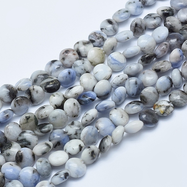 

PandaHall Natural Blue Spot Jasper Beads Strands, Flat Round, 8~8.5x4.5~5mm, Hole: 1mm, about 39pcs/strand, 15.5 inch(39.5cm) Blue Spot...