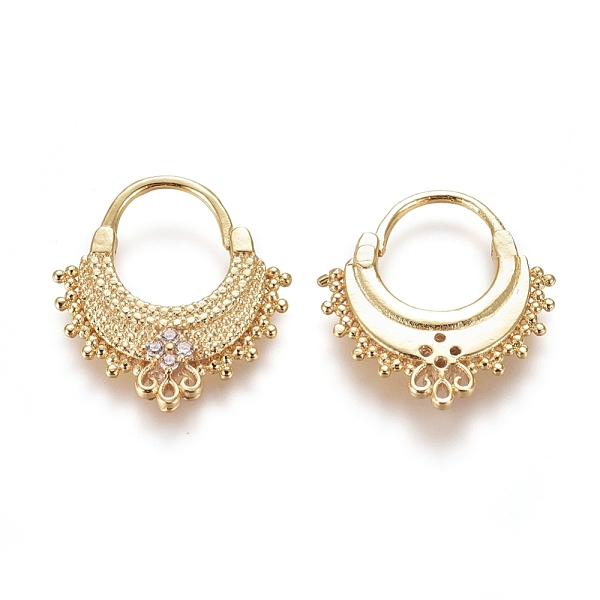 

PandaHall Brass Micro Pave Clear Cubic Zirconia Hoop Earrings, Fan, Golden, 18x16.5x2mm, Pin: 1mm Cubic Zirconia Fan Clear