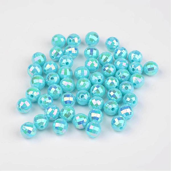 

PandaHall Faceted Colorful Eco-Friendly Poly Styrene Acrylic Round Beads, AB Color, Cyan, 8mm, Hole: 1.5mm, about 2000pcs/500g Acrylic Round...