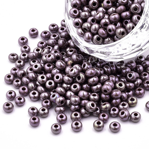 

PandaHall 6/0 Czech Opaque Glass Seed Beads, Lustered, Round, Rosy Brown, 4x3mm, Hole: 1.2mm, about 500g/bag Czech Glass