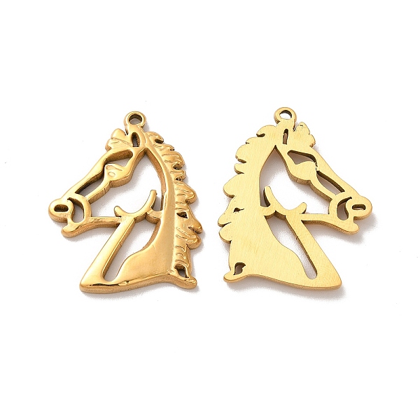 

PandaHall Ion Plating(IP) 304 Stainless Steel Pendants, Horse Charm, Golden, 33x26.5x2.5mm, Hole: 1.6mm 304 Stainless Steel Horse