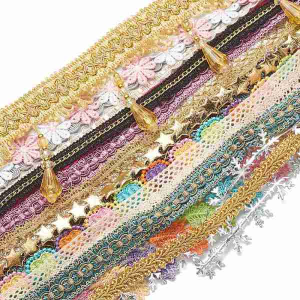 

PandaHall Embroidery Polyester Ribbons, Jacquard Ribbon, Garment Accessories, Mixed Color, Mixed Patterns, 3/8~3-3/4 inch(9~95mm) Polyester..., Multicolor