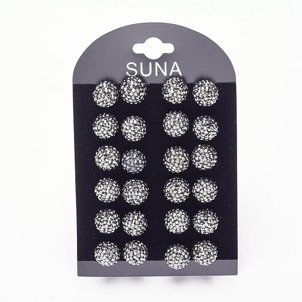 

PandaHall Valentines Day Gift for Her, 925 Sterling Silver Austrian Crystal Rhinestone Stud Earrings, Ball Stud Earrings, Round, 566_Jet..., Black