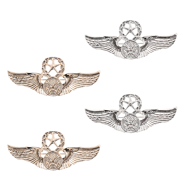 

PandaHall CHGCRAFT 4Pcs 2 Colors Alloy Eagle Wing with Star Brooch, Badge for Backpack Clothes, Platinum & Light Gold, 24x57x6mm, Pin: 0.8mm...