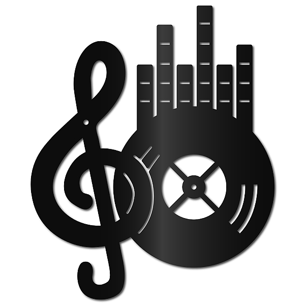 

PandaHall Iron Wall Signs, Metal Art Wall Decoration, for Living Room, Home, Office, Garden, Kitchen, Hotel, Balcony, Musical Note Pattern..., Black