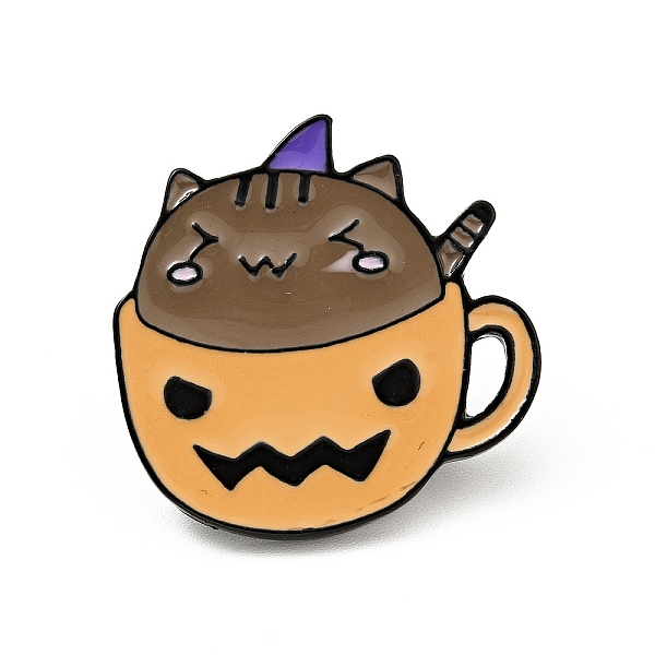 

PandaHall Coffee Cup Cat Enamel Pin, Electrophoresis Black Plated Alloy Badge for Backpack Clothes, Sandy Brown, 24x24.5x1.6mm Alloy+Enamel