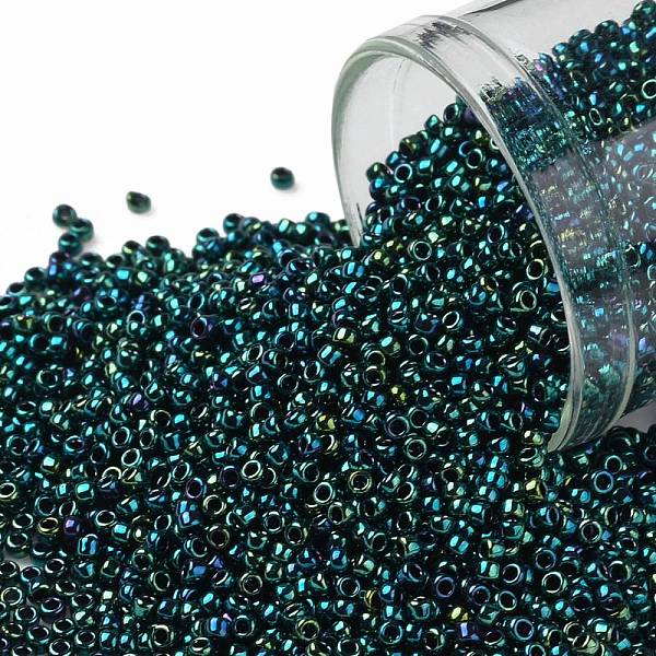 

PandaHall TOHO Round Seed Beads, Japanese Seed Beads, (506) High Metallic June Bug, 15/0, 1.5mm, Hole: 0.7mm, about 3000pcs/bottle..., Green