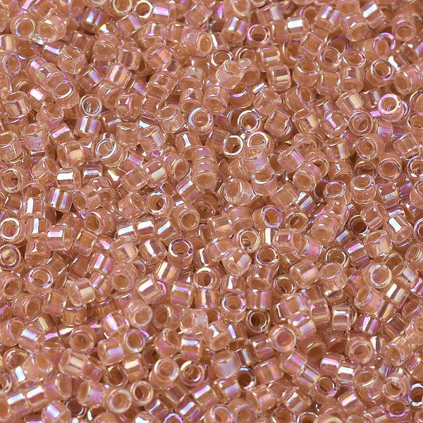 

PandaHall MIYUKI Delica Beads, Cylinder, Japanese Seed Beads, 11/0, (DB0054) Dark Peach Lined Crystal AB, 1.3x1.6mm, Hole: 0.8mm, about..., Pink