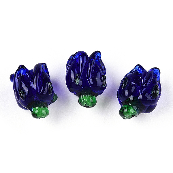 

PandaHall Handmade Lampwork Beads, Flower, Indigo, 16x14~15mm, Hole: 1.2mm Lampwork Flower Purple