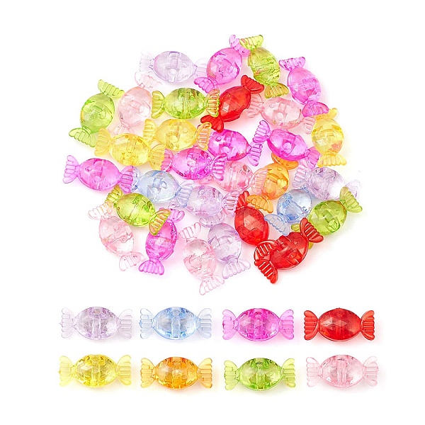 

PandaHall 50g Transparent Acrylic Beads, Candy, Mixed Color, 13x28x10mm, Hole: 3mm, about 36pcs/50g Acrylic Candy Multicolor