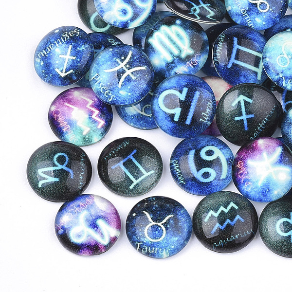 

PandaHall Flatback Glass Cabochons for DIY Projects, Dome/Half Round with Constellation Pattern, Mixed Color, 12x4mm Glass Half Round..., Multicolor