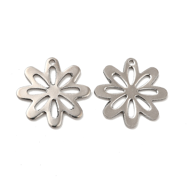 

PandaHall 201 Stainless Steel Pendants, Flower Charm, Stainless Steel Color, 16x0.5mm, Hole: 1.2mm 201 Stainless Steel Flower