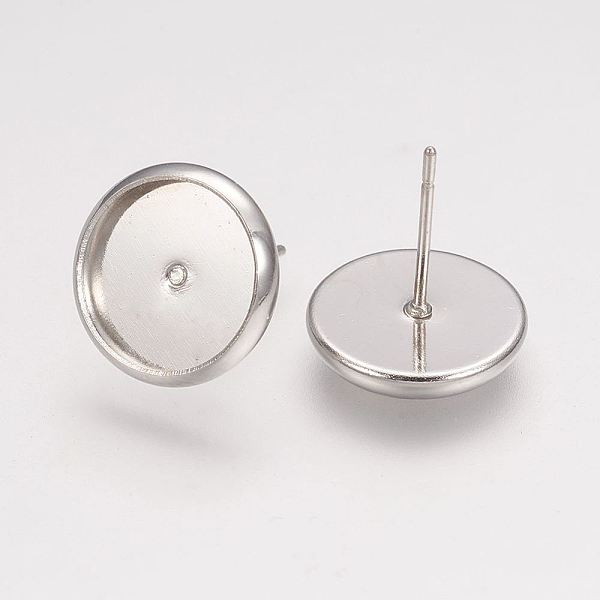 

PandaHall Brass Stud Earring Settings, Nickel Free, Platinum, Tray: 10mm, 12x0.8mm Brass Round
