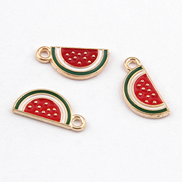 

PandaHall Alloy Enamel Pendants, Watermelon, Light Gold, 17x8mm Alloy+Enamel Fruit