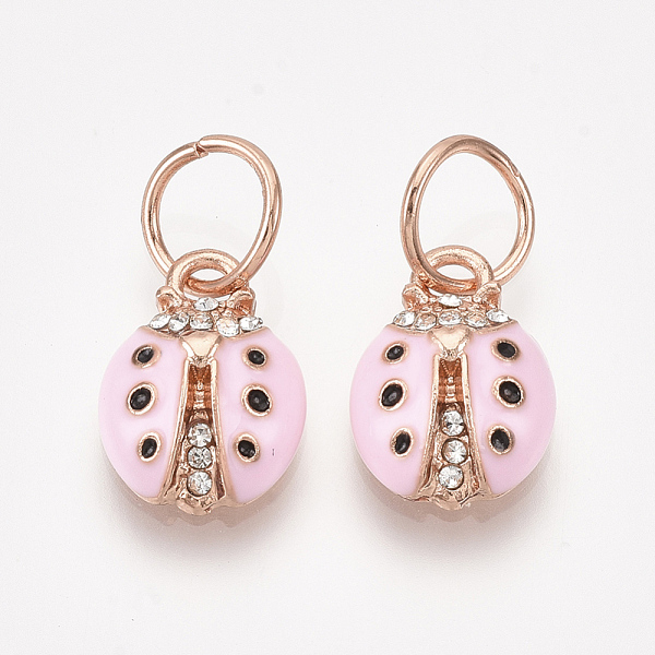 

PandaHall Alloy Charms, with Rhinestone and Enamel, Ladybug, Pink, Crystal, Rose Gold, 14.5x10x4mm, Hole: 6mm Alloy Rhinestone+Enamel...