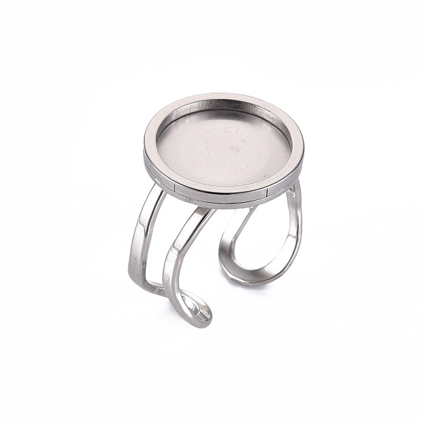 

PandaHall 201 Stainless Steel Cuff Pad Ring Settings, Laser Cut, Stainless Steel Color, Tray: 14mm, US Size 7 1/4(17.5)~US Size 8(18mm) 201...