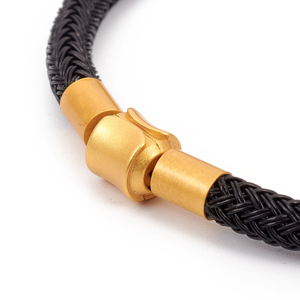 

PandaHall Braided Stainless Steel Wire European Style Bracelets Making, with Real 18K Gold Plated Brass Magnetic Clasp, Long-Lasting Plated..., Black