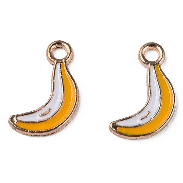 

PandaHall Alloy Enamel Pendants, Cadmium Free & Lead Free, Light Gold, Banana, Goldenrod, 17x11x1mm, Hole: 2mm Alloy+Enamel Fruit Gold