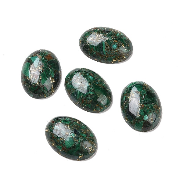 

PandaHall Natural Malachite Cabochons, with Gold Line, Oval, 25x18~19x6~8mm Malachite Oval