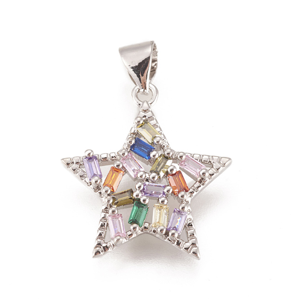 

PandaHall Brass Micro Pave Cubic Zirconia Pendants, Long-Lasting Plated, Lead Free & Cadmium Free & Nickel Free, Star, Colorful, Real...