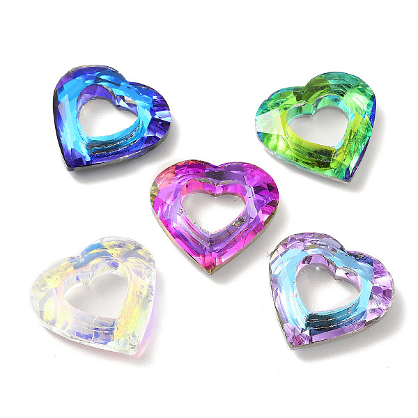 

PandaHall Electroplated Glass Pendants, Back Plated, Faceted Heart Charms, Mixed Color, 24.5x26x6mm, Hole: 11x13mm Glass Heart Multicolor