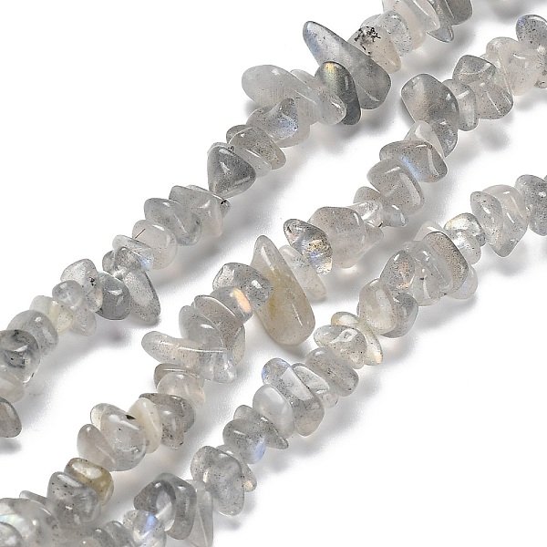 

PandaHall Natural Labradorite Beads Strands, Chip, 5~15x5.5~6x2.5~4mm, Hole: 0.7mm, 30.31''~30.71''(77~78cm) Labradorite Chip