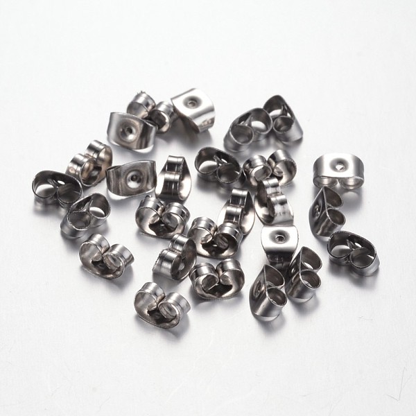 

PandaHall 304 Stainless Steel Ear Nuts, Friction Earring Backs for Stud Earrings, Stainless Steel Color, 6x4.5x3mm, Hole: 0.8mm 304...