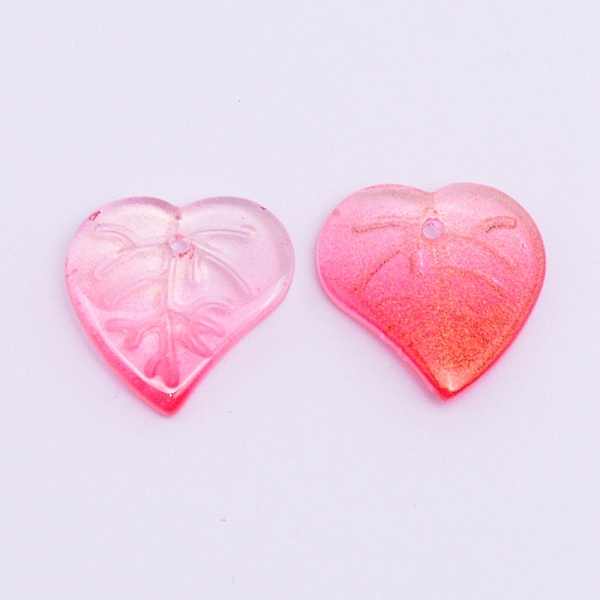 

PandaHall Handmade Lampwork Pendants, with Glitter Powder, Heart Petals, Camellia, 15x15x3mm, Hole: 1mm Lampwork Petaline Pink